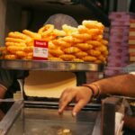 Imarti displayed on a tray at an Indian sweet-shop counter; illustrative scene