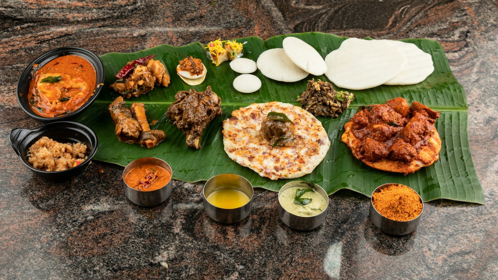Assortment of Indian dishes arranged on a dining table